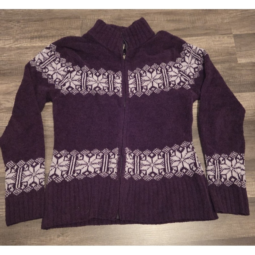 Colorado Clothing Luxury Knits Womens Medium Purple Nordic Isle Zipper Sweater